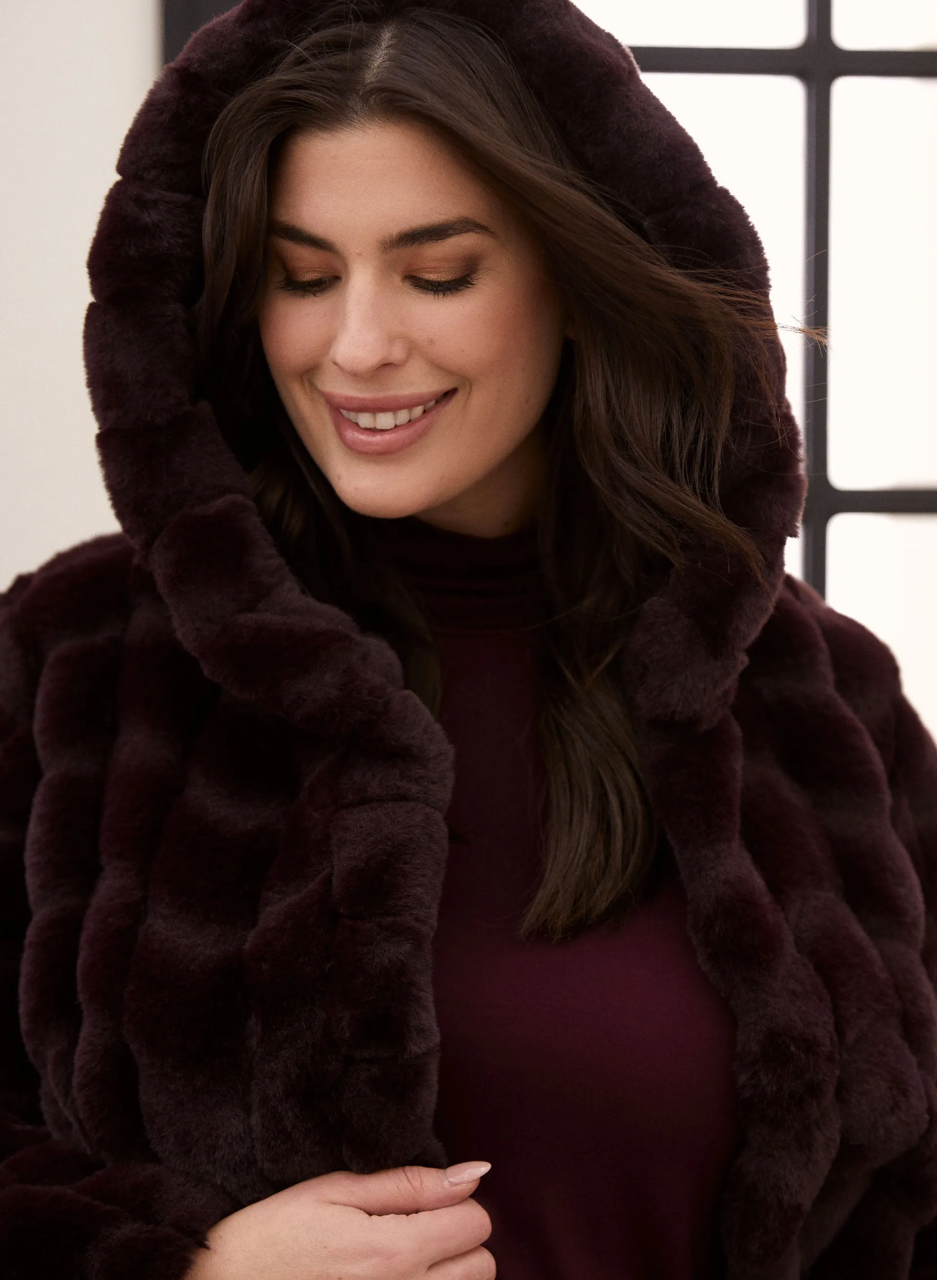 Hooded Faux Fur Coat sold by Laura product image thumbnail 4