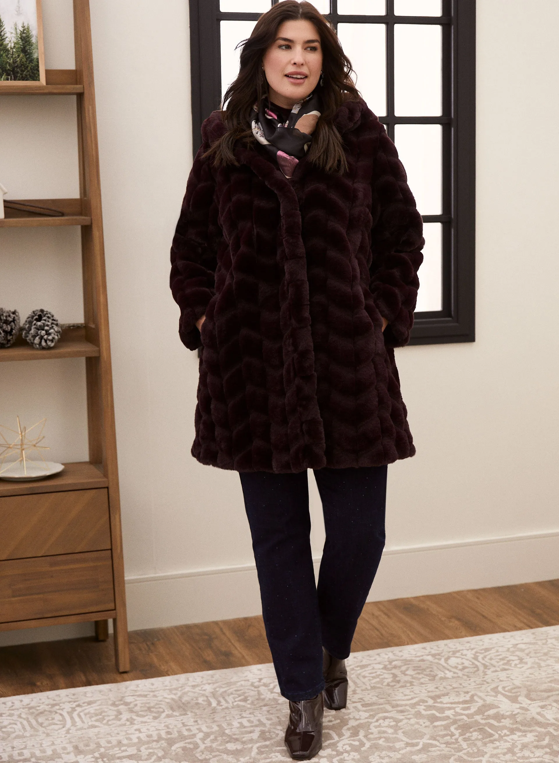 Hooded Faux Fur Coat sold by Laura product image thumbnail 3