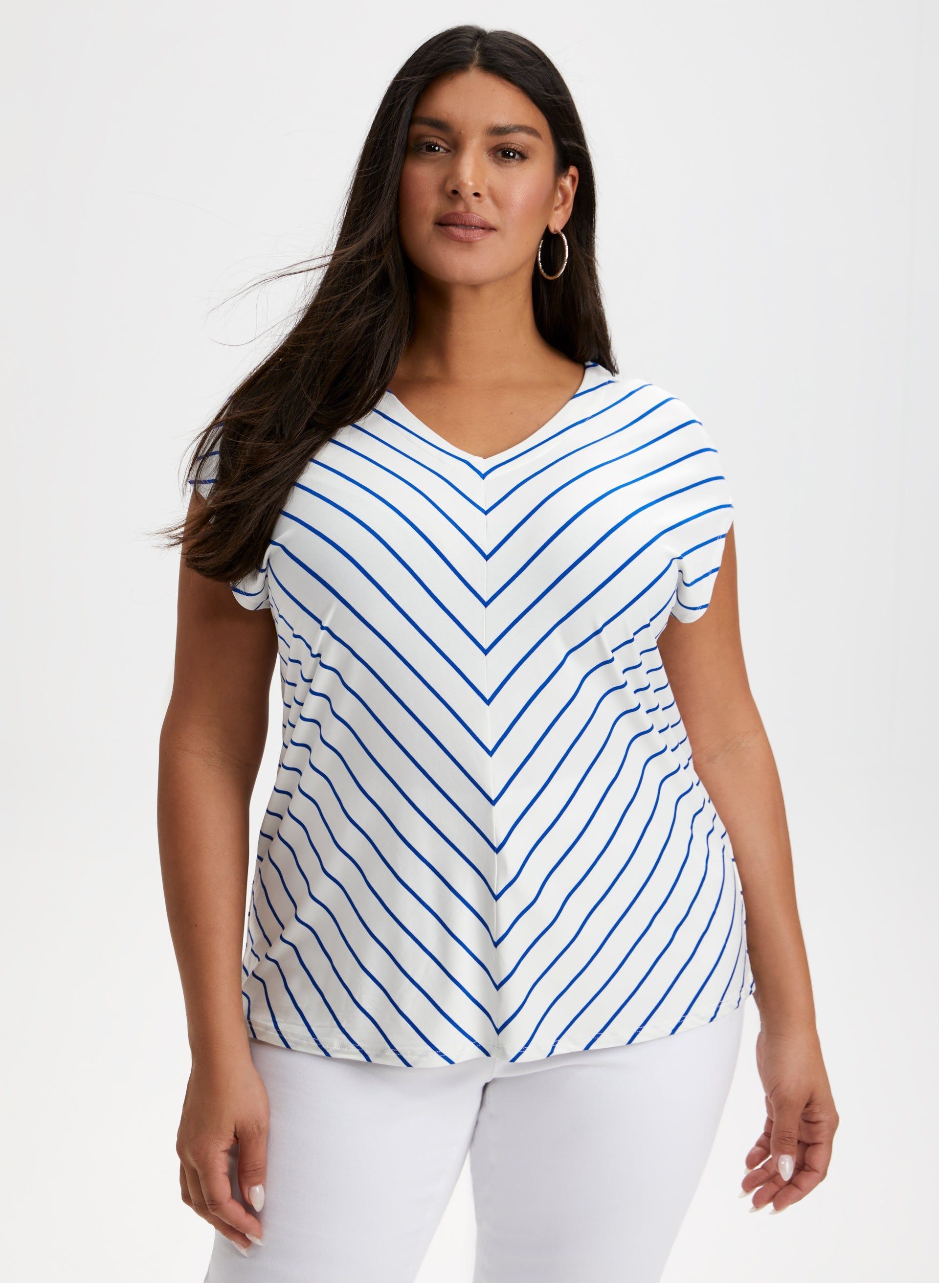 V-Neck Stripe Print Top sold by Laura product image thumbnail 5