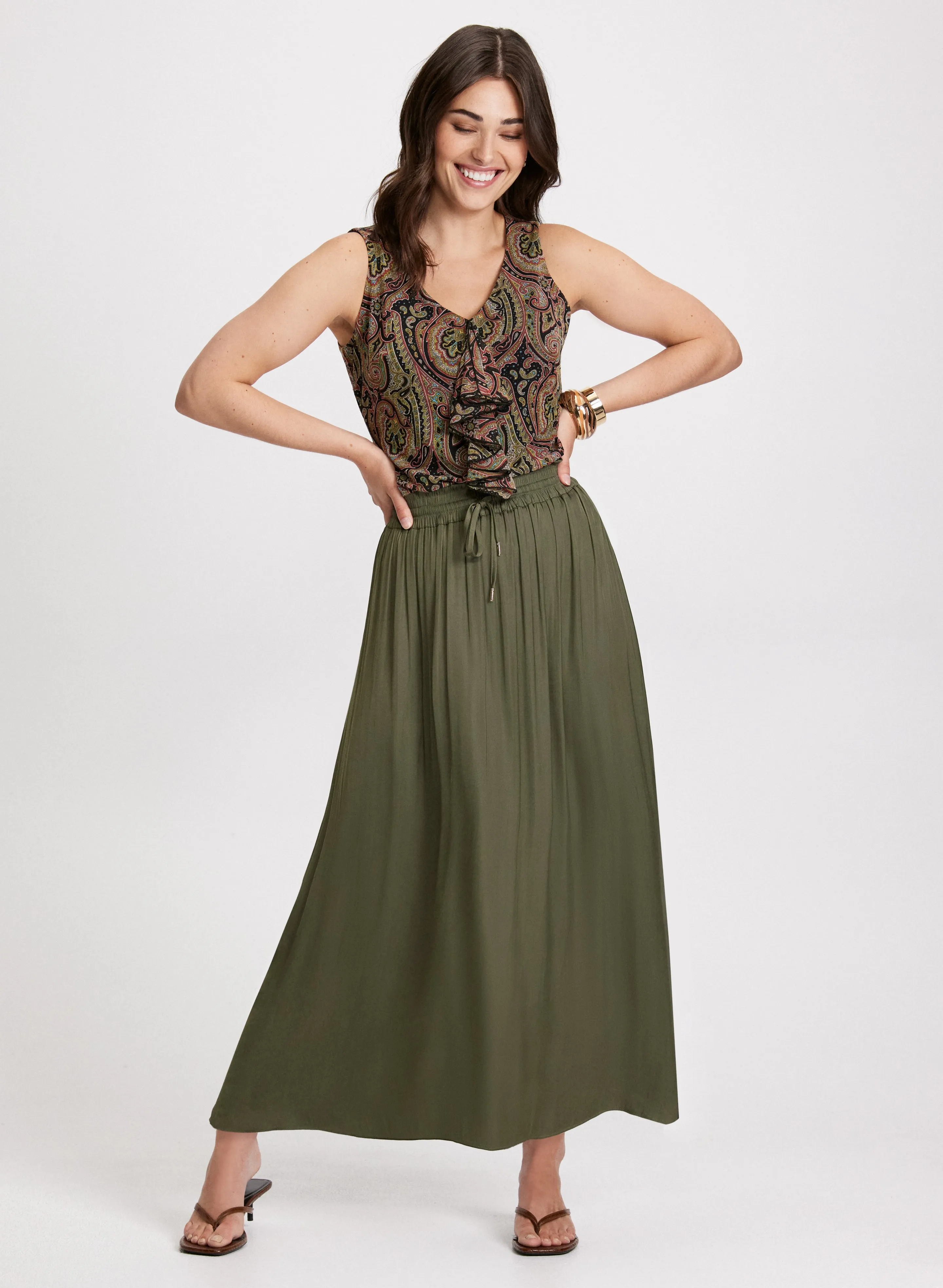 Paisley Print Top & Satin Skirt sold by Laura