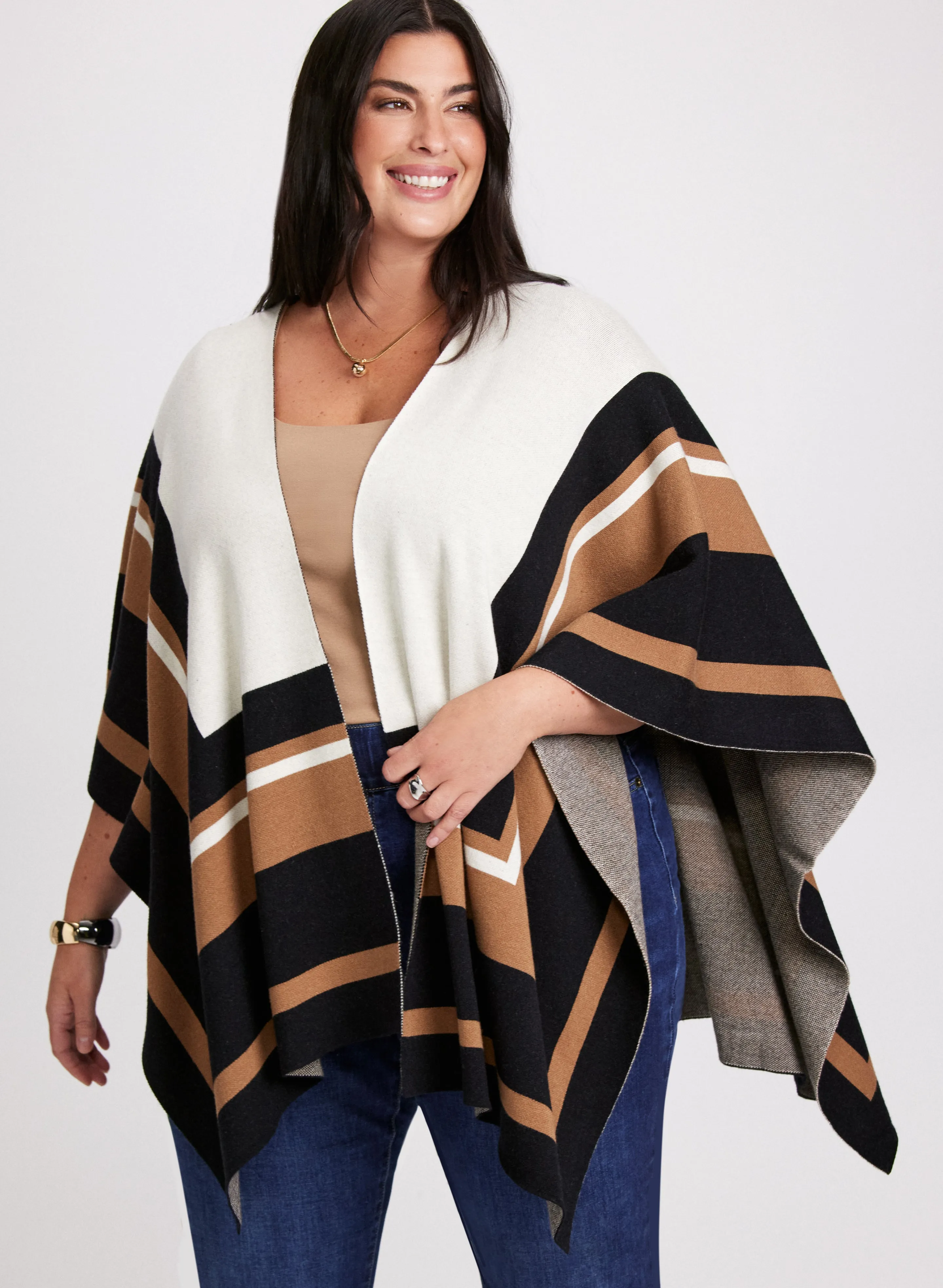 Striped Colour-Block Shawl sold by Laura