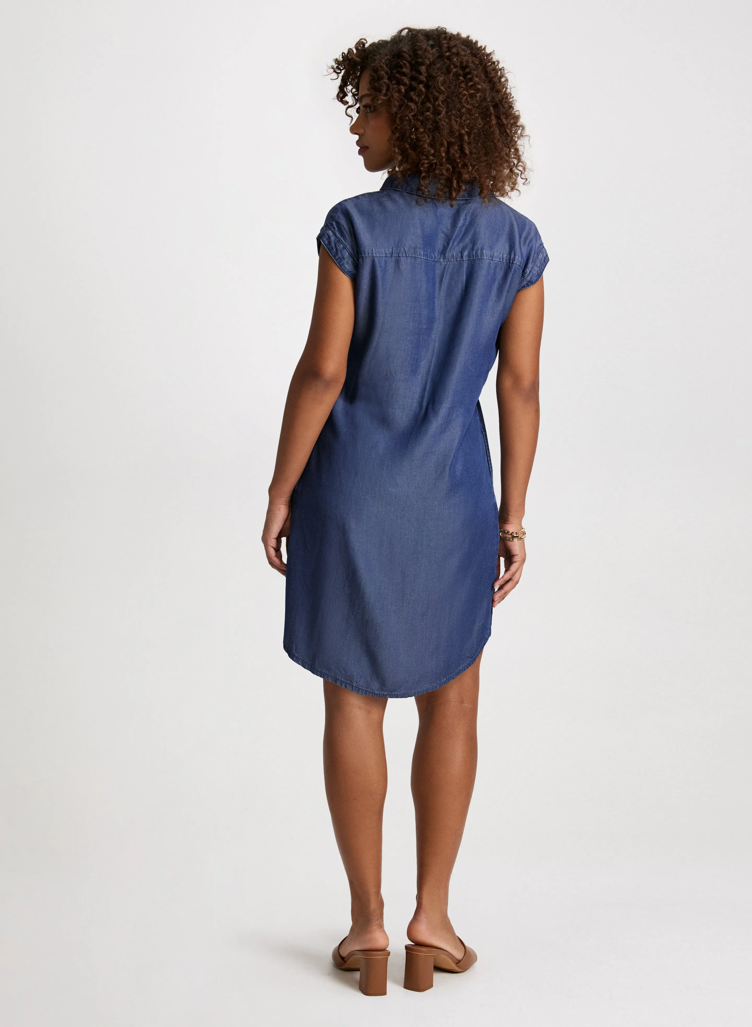 Tie Belt Short Tencel Dress sold by Laura product image thumbnail 3