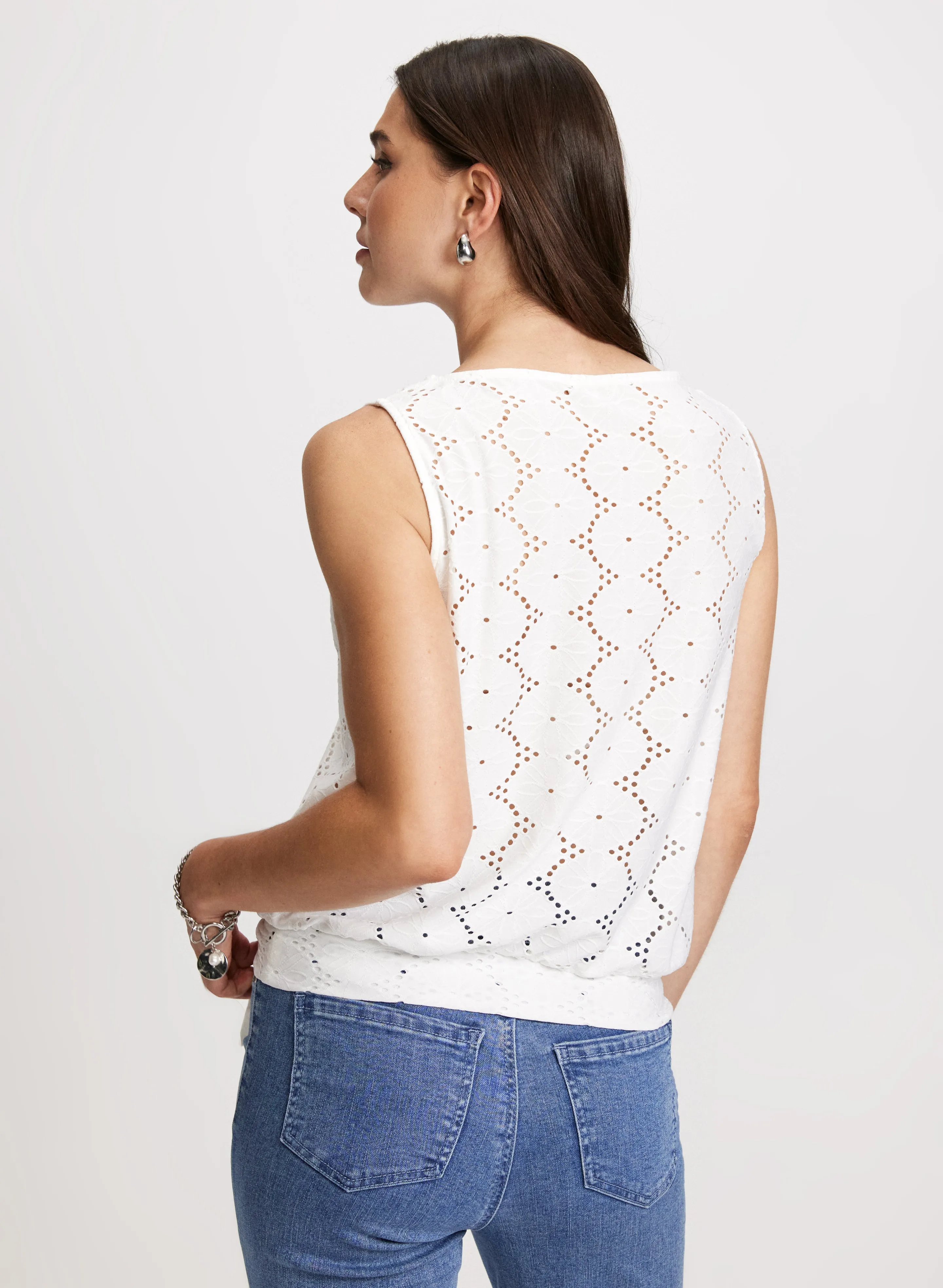 Sleeveless Boat-Neck Eyelet Top sold by Laura product image thumbnail 4