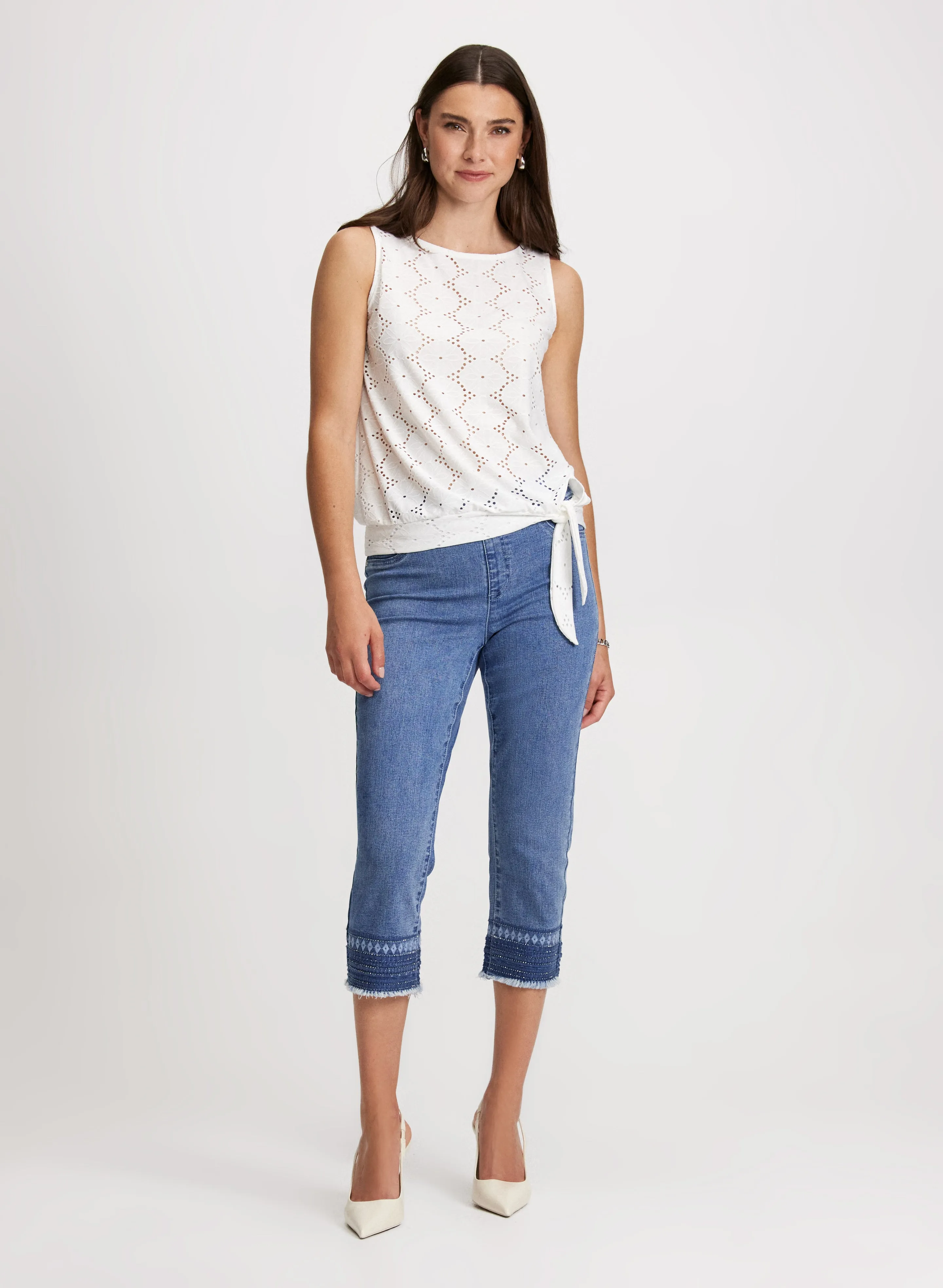 Sleeveless Boat-Neck Eyelet Top sold by Laura product image thumbnail 3