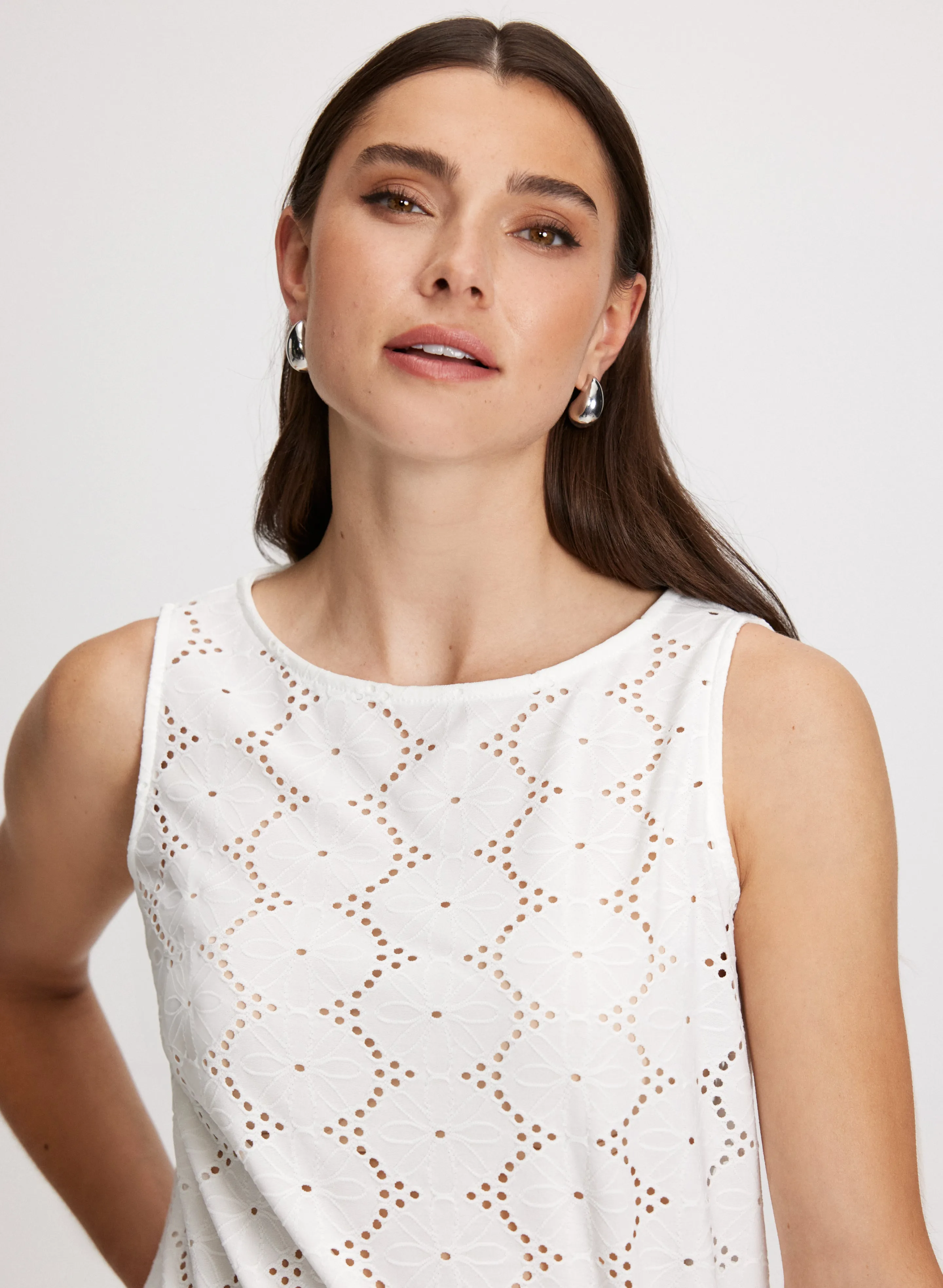 Sleeveless Boat-Neck Eyelet Top sold by Laura product image thumbnail 2