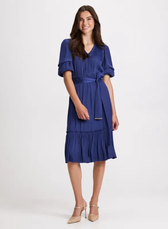 Satin Pleated Midi Dress sold by Laura