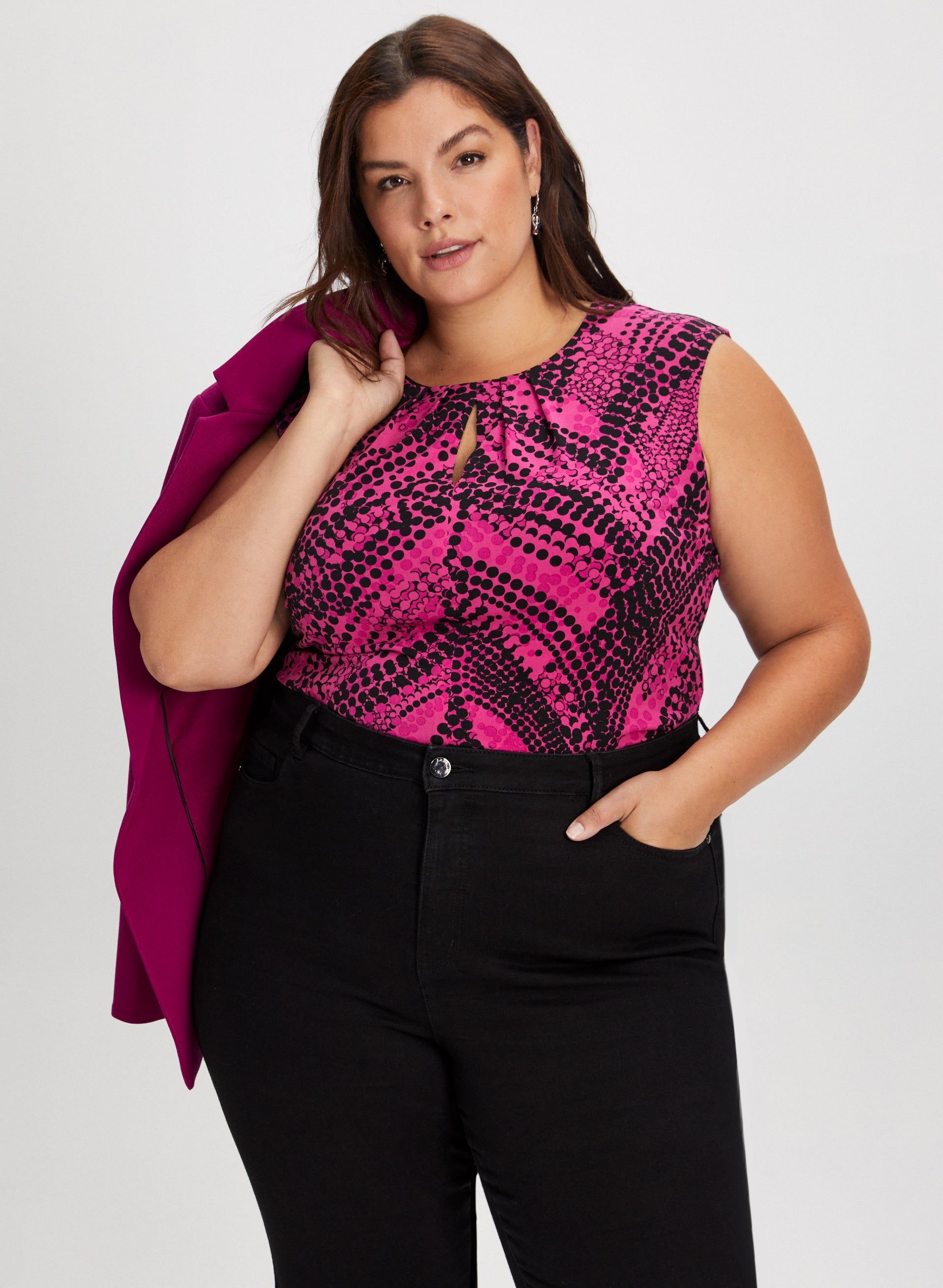 Sleeveless Abstract Dot Print Top sold by Laura