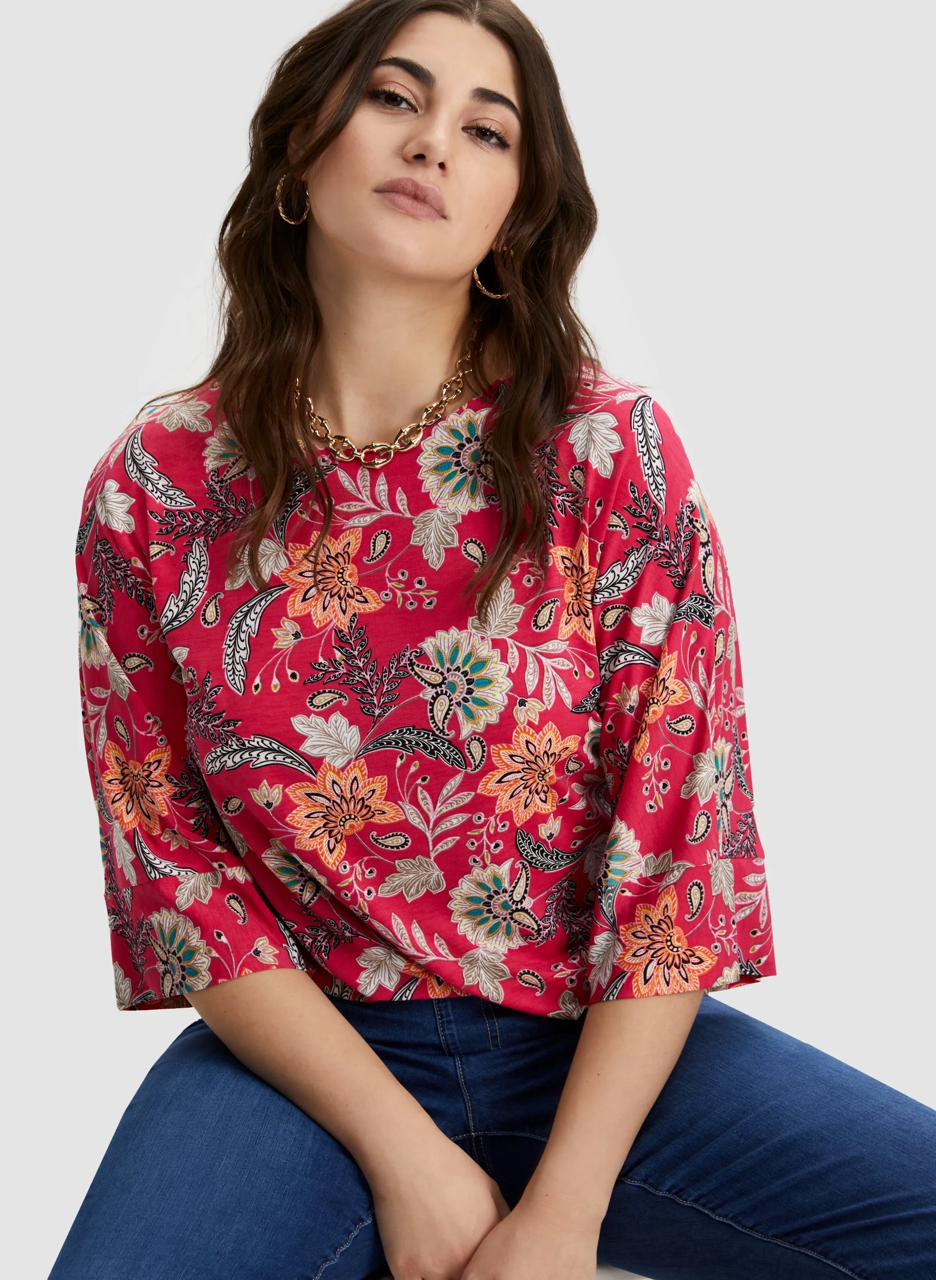 Floral Print Elbow Sleeve Top sold by Laura product image thumbnail 5
