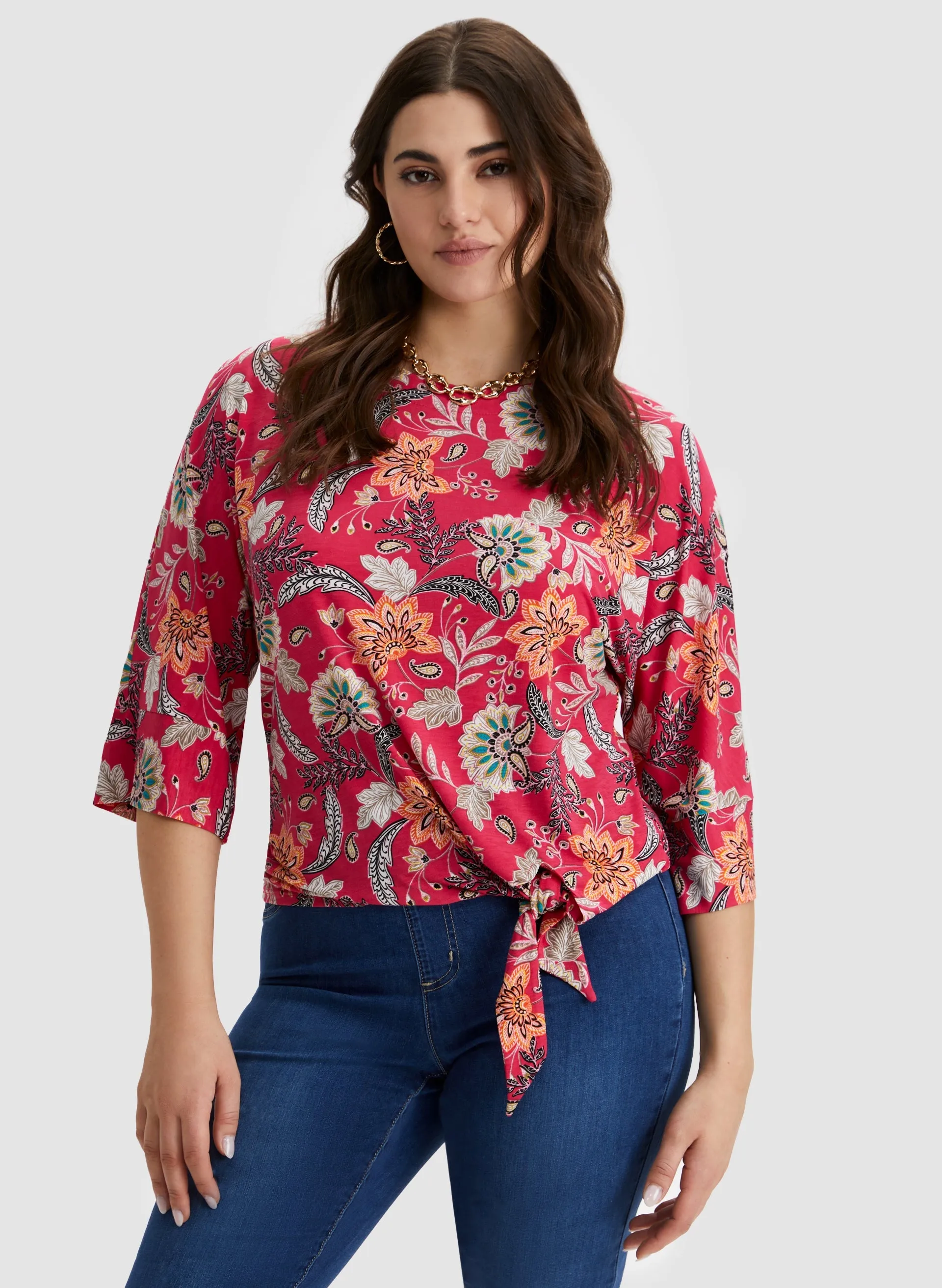 Floral Print Elbow Sleeve Top sold by Laura