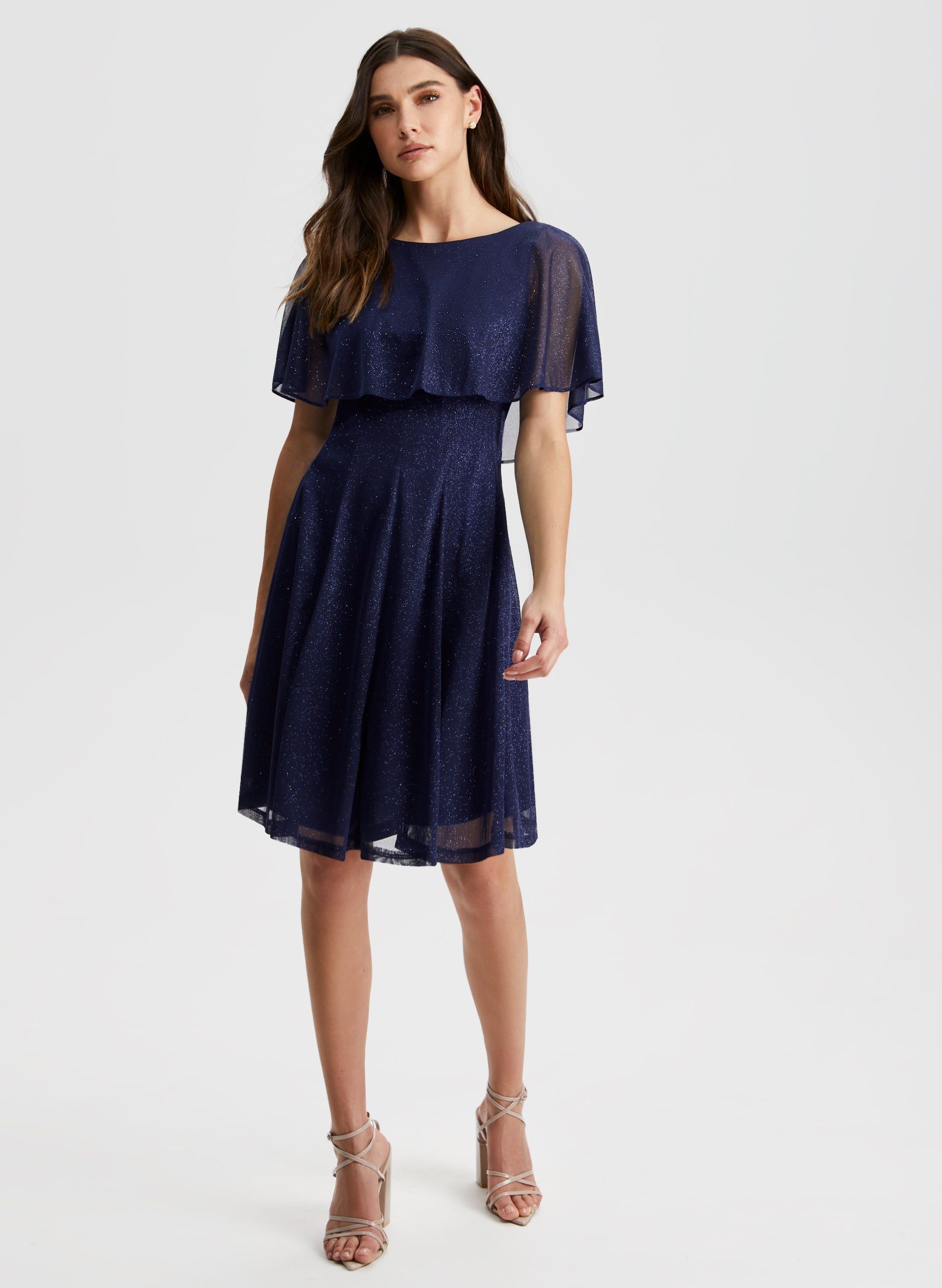 Glitter Mesh Capelet Dress sold by Laura
