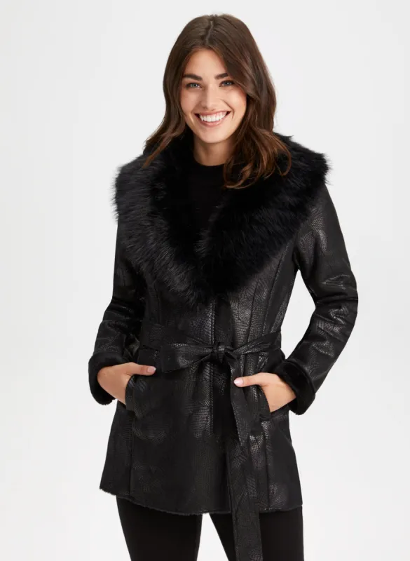Embossed Faux Shearling Coat sold by Laura
