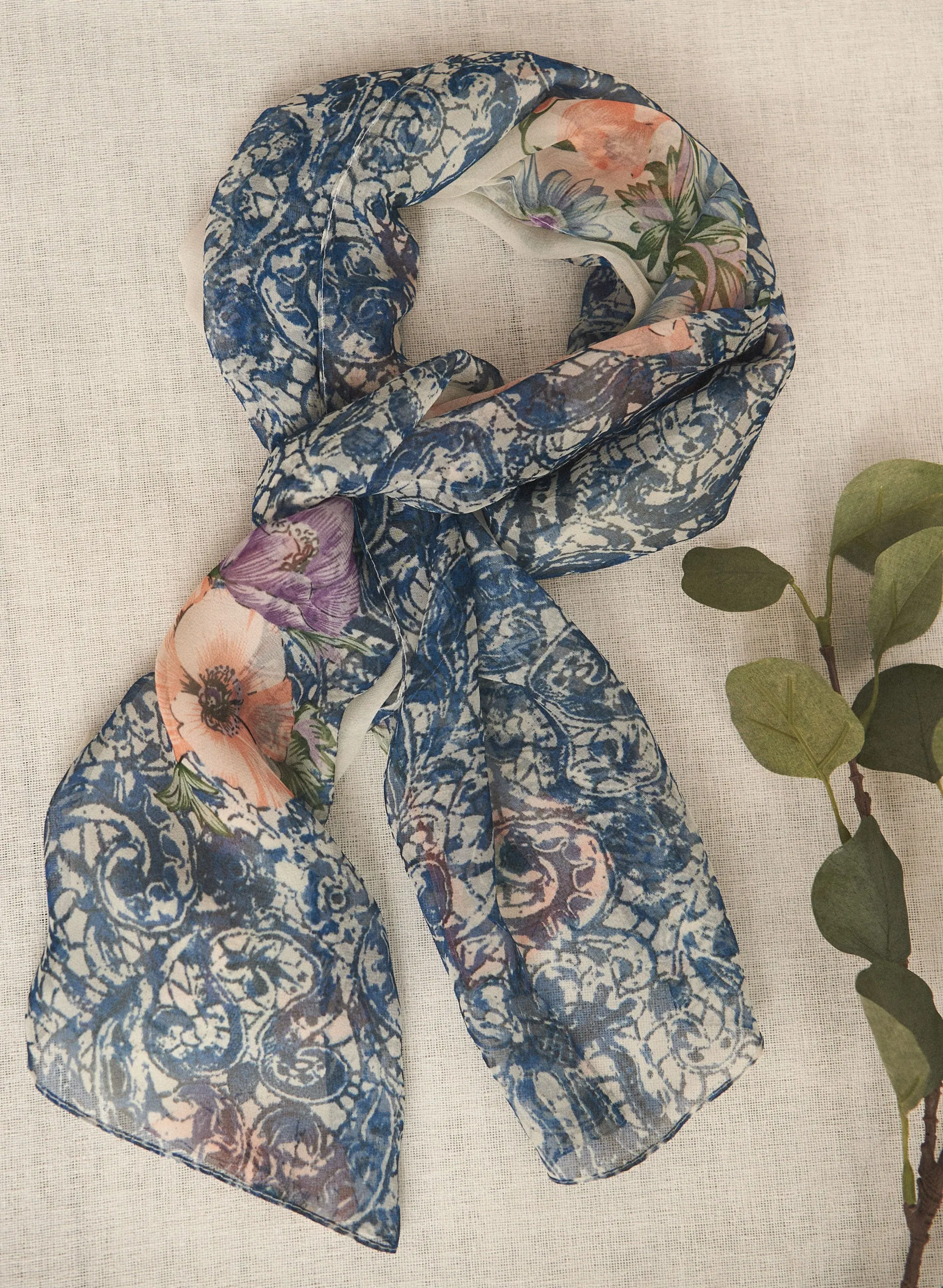 Abstract Floral Print Scarf sold by Laura