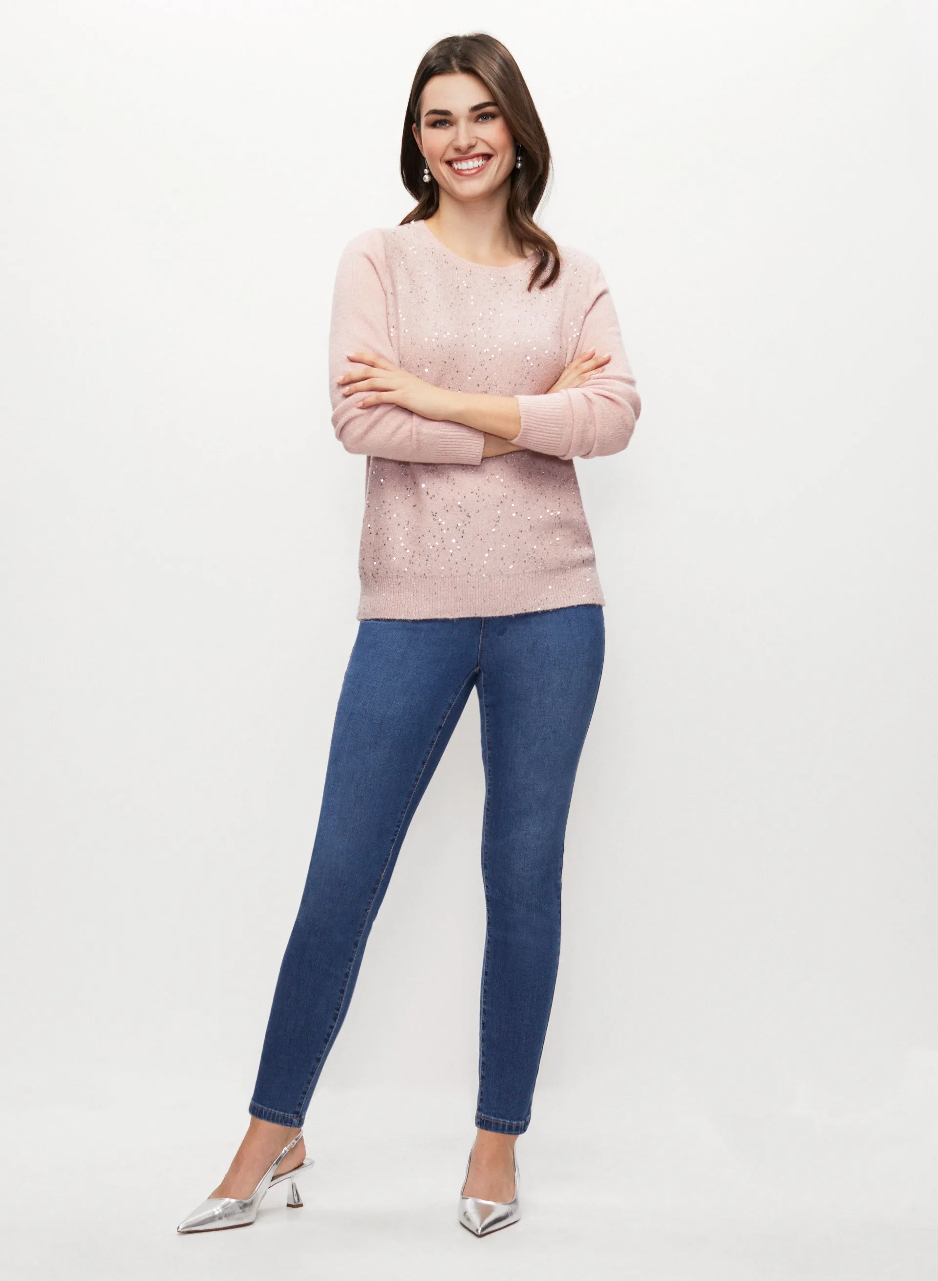 Sequin Sweater & Slim Leg Jeans sold by Laura