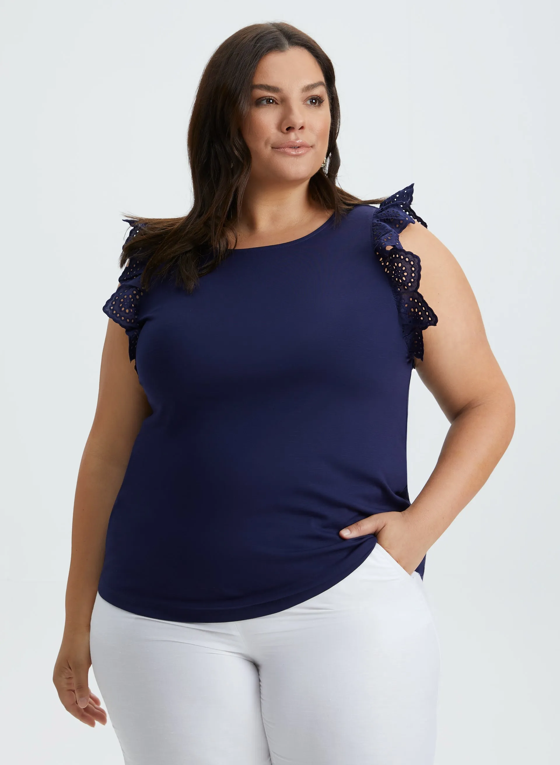 Eyelet Cap Sleeve Tee sold by Laura product image thumbnail 5