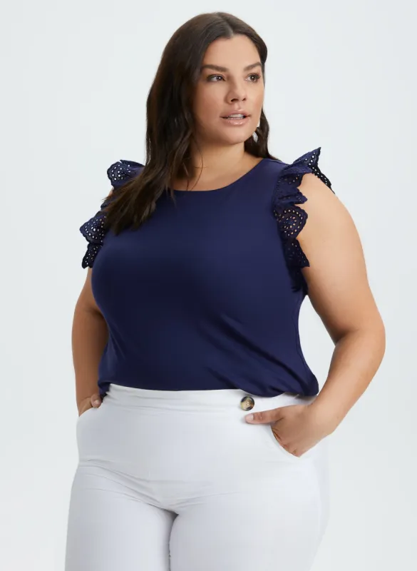 Eyelet Cap Sleeve Tee sold by Laura