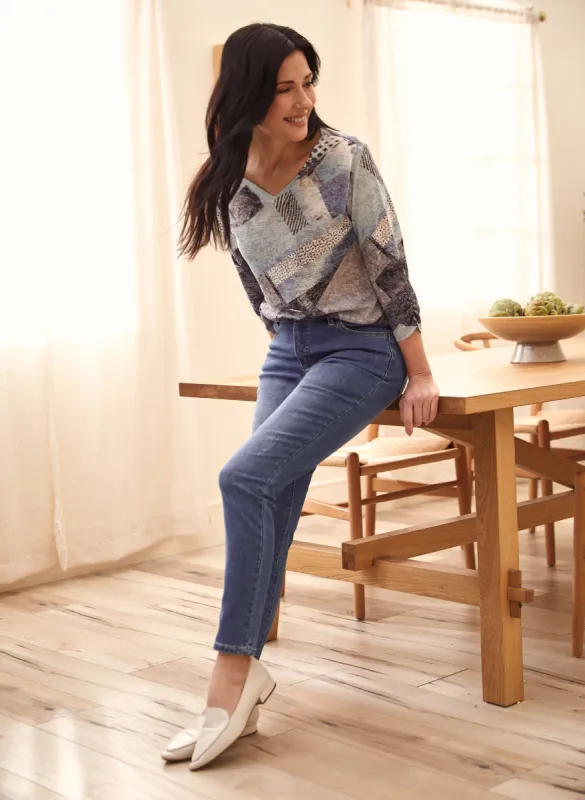 Abstract Geometric Print Burnout Tee sold by Laura