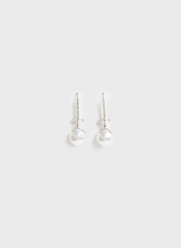 Linear Earrings With Faux Pearl sold by Laura