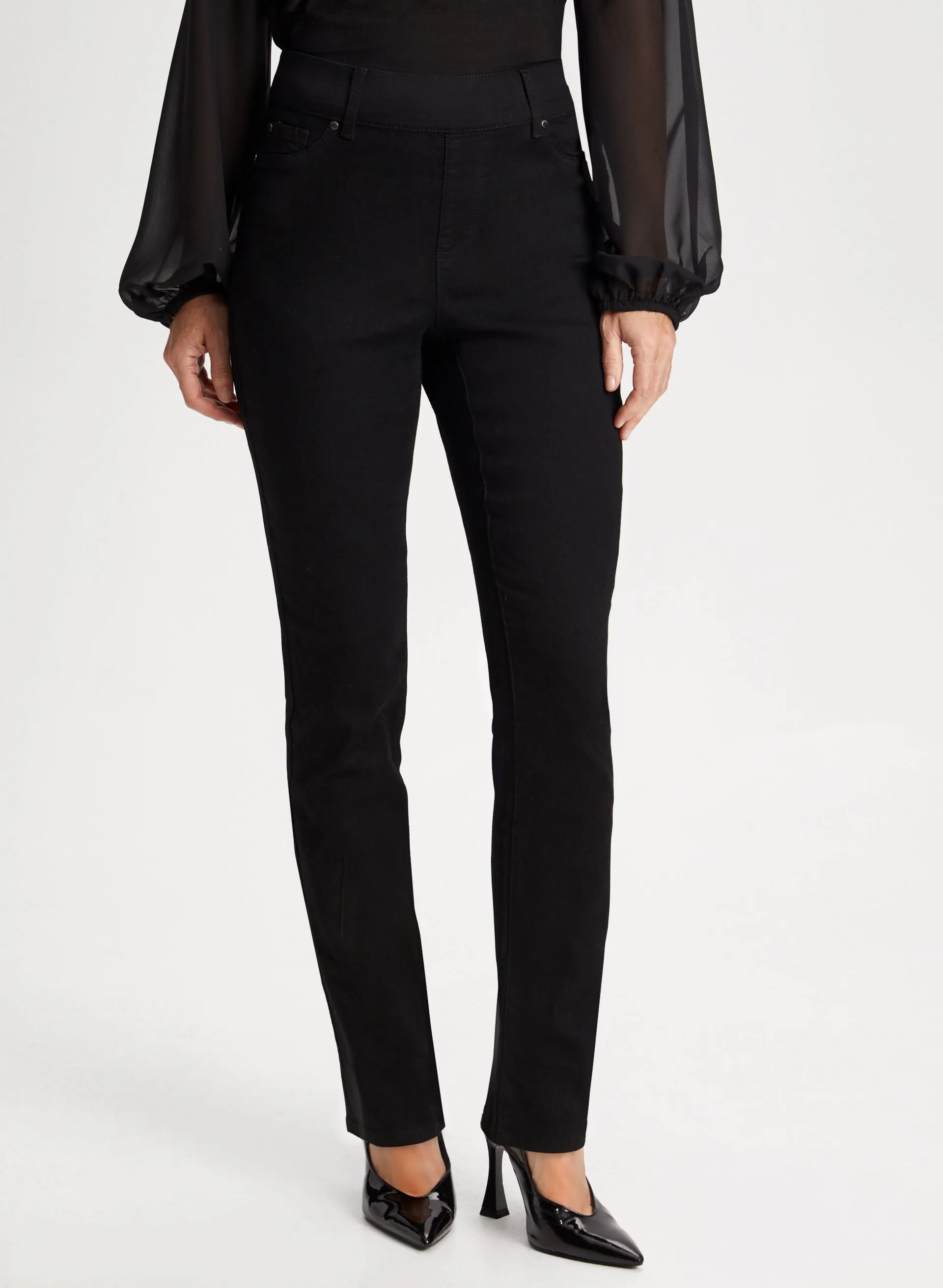 Straight Leg Pull-On Jeans sold by Laura