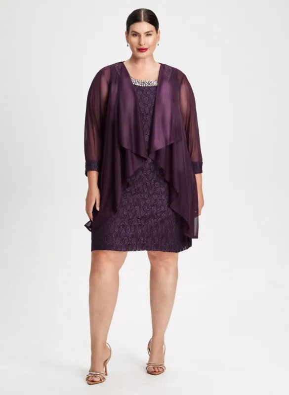 Sequin Lace Dress & Jacket Set sold by Laura