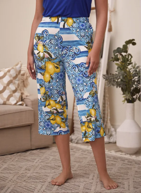 Lemon & Stripe Print Pyjama Pants sold by Laura