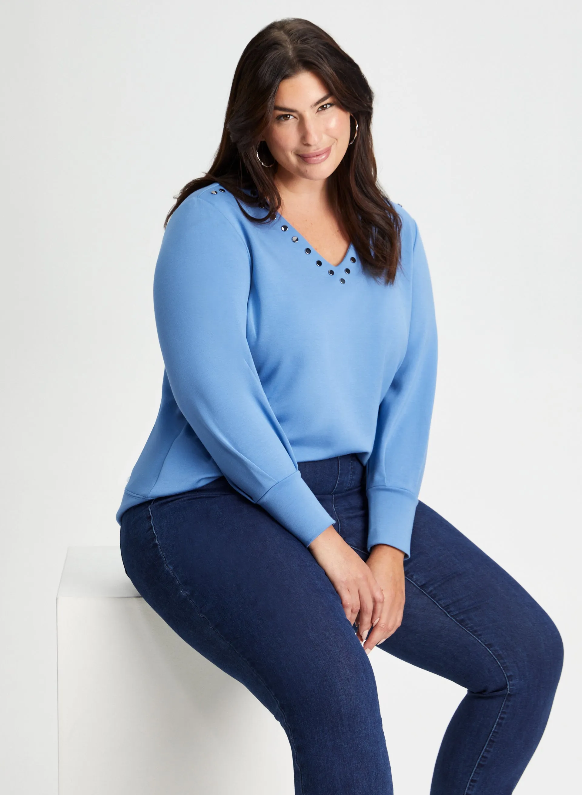 Rivet Detail Puff Sleeve Top sold by Laura product image thumbnail 5