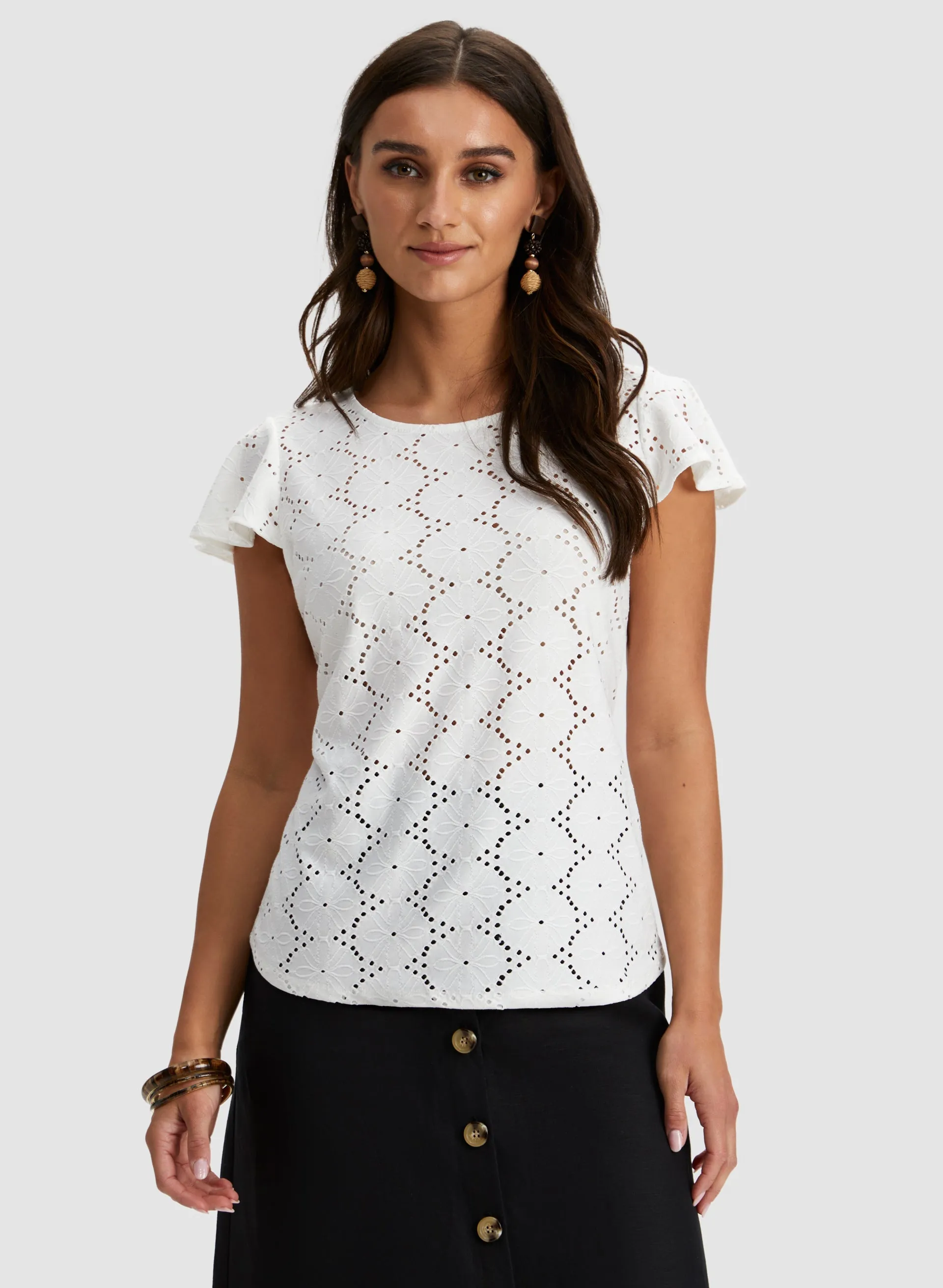 Short Sleeve Eyelet Top sold by Laura product image thumbnail 5