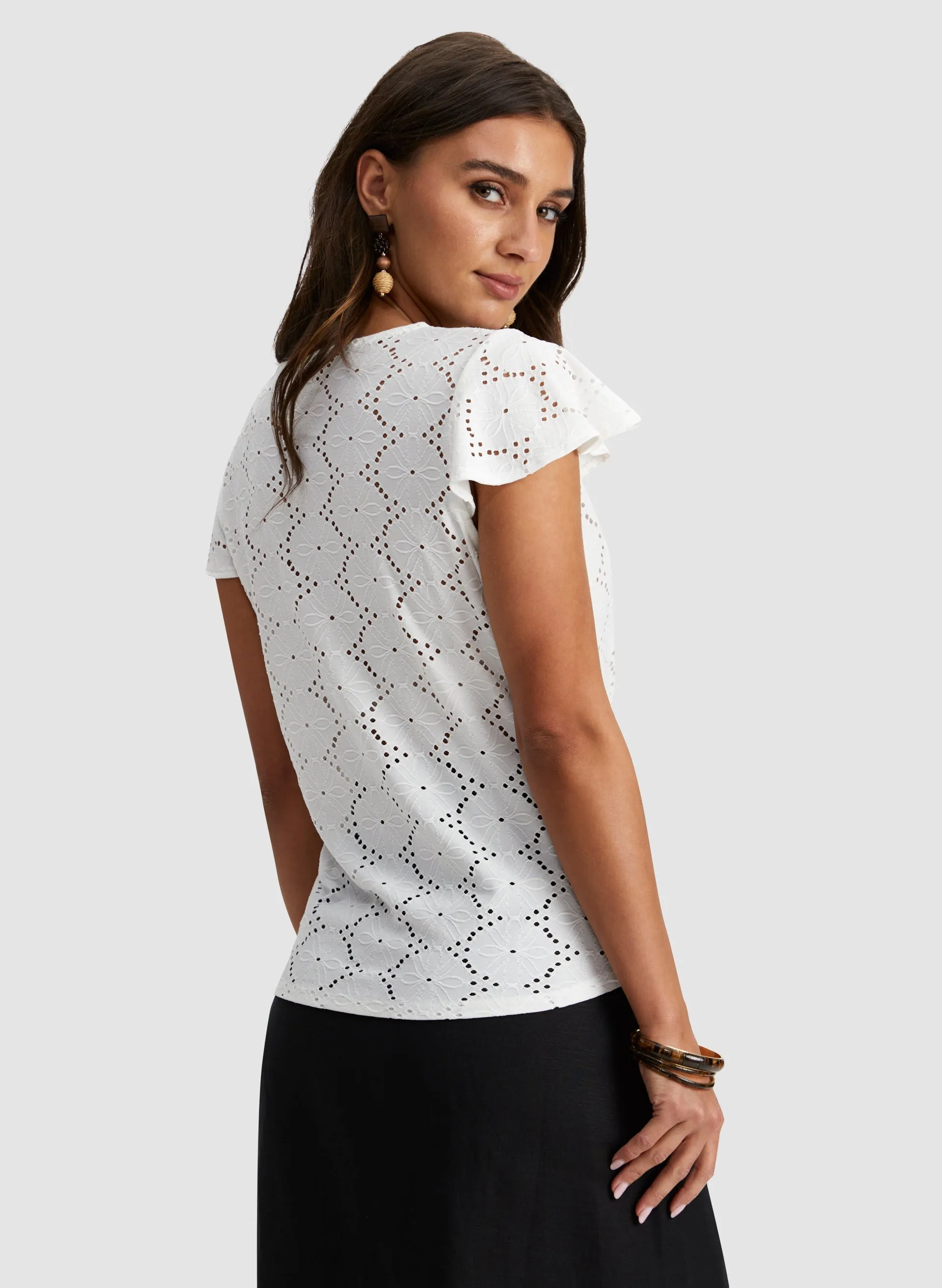 Short Sleeve Eyelet Top sold by Laura product image thumbnail 4