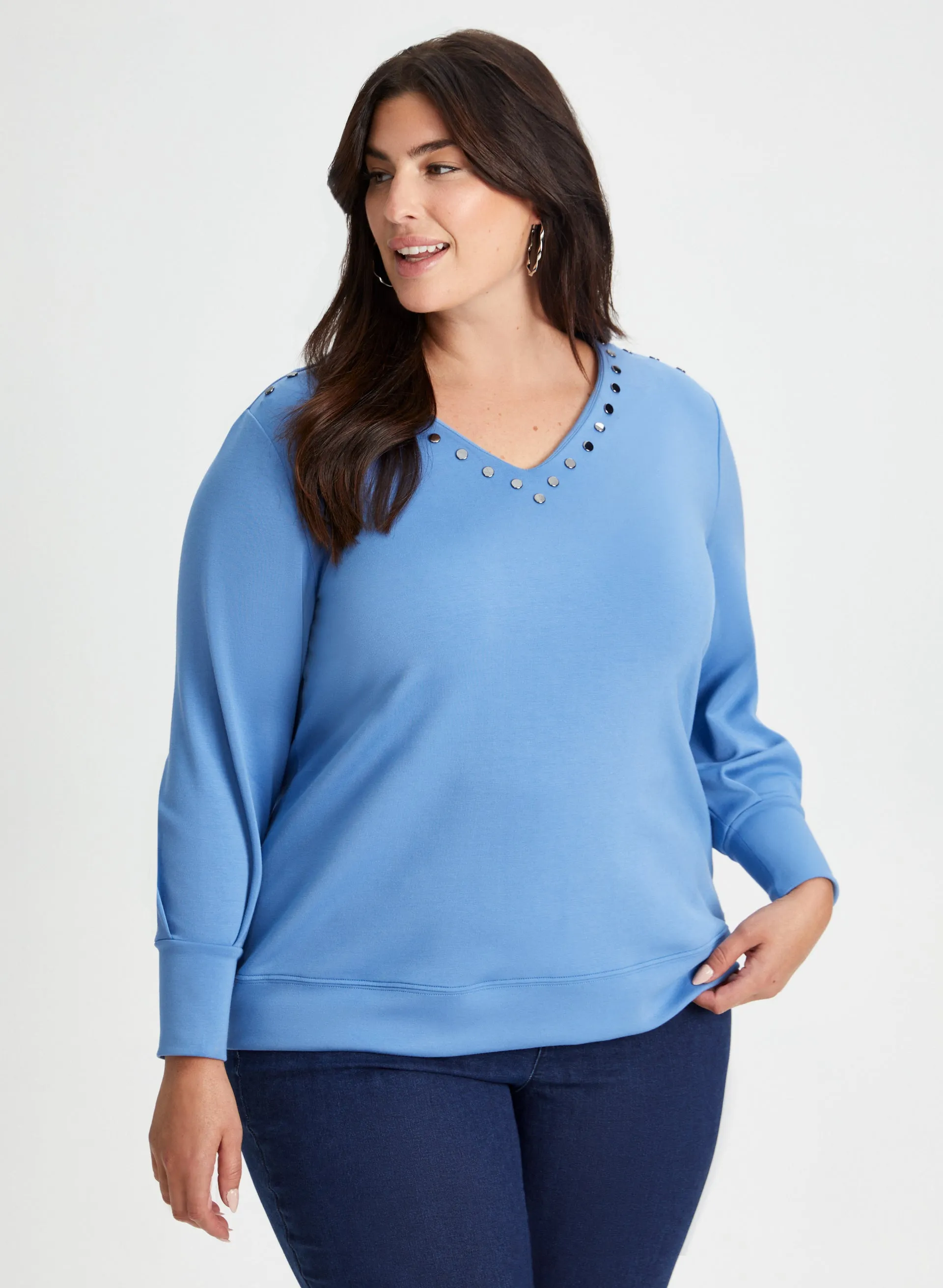 Rivet Detail Puff Sleeve Top sold by Laura