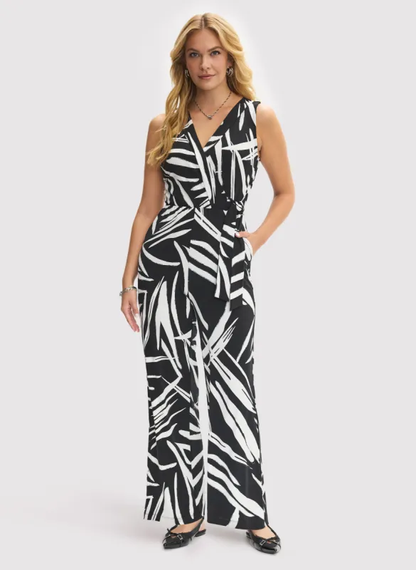 Geometric Print Cross-Neck Jumpsuit sold by Laura