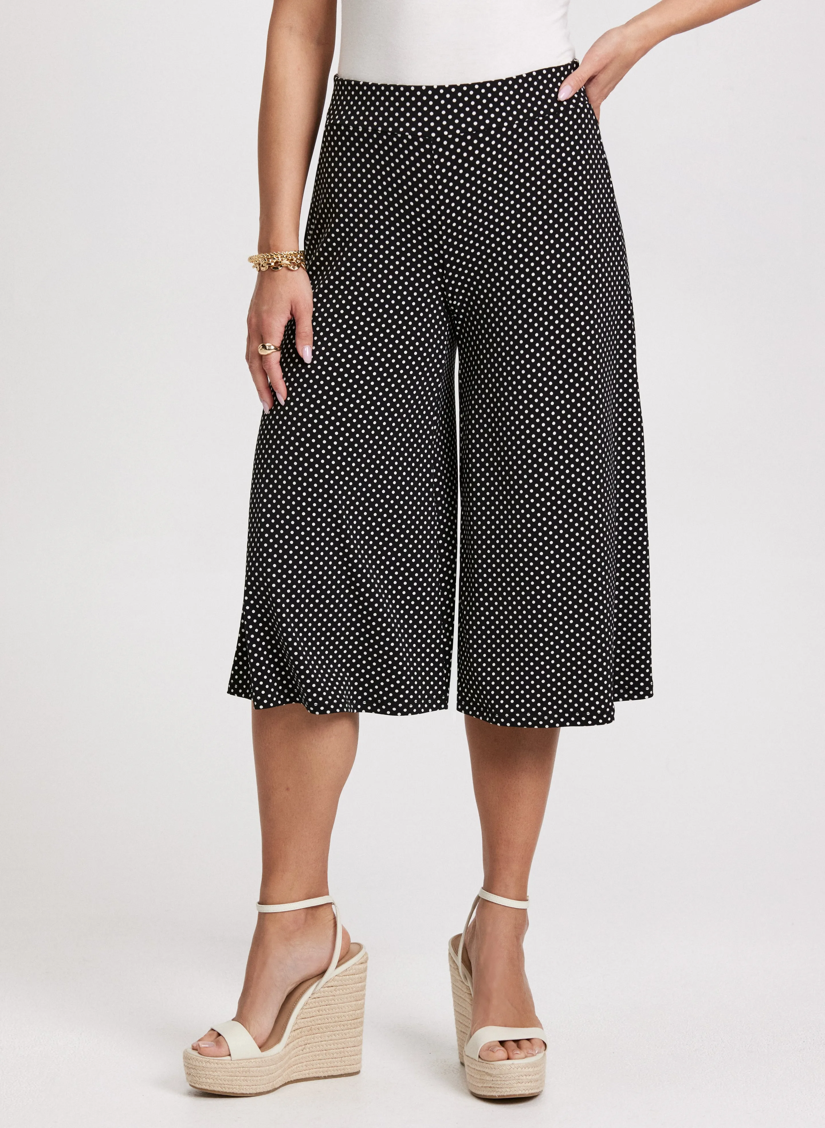 Pull-On Polka Dot Wide Leg Capris sold by Laura
