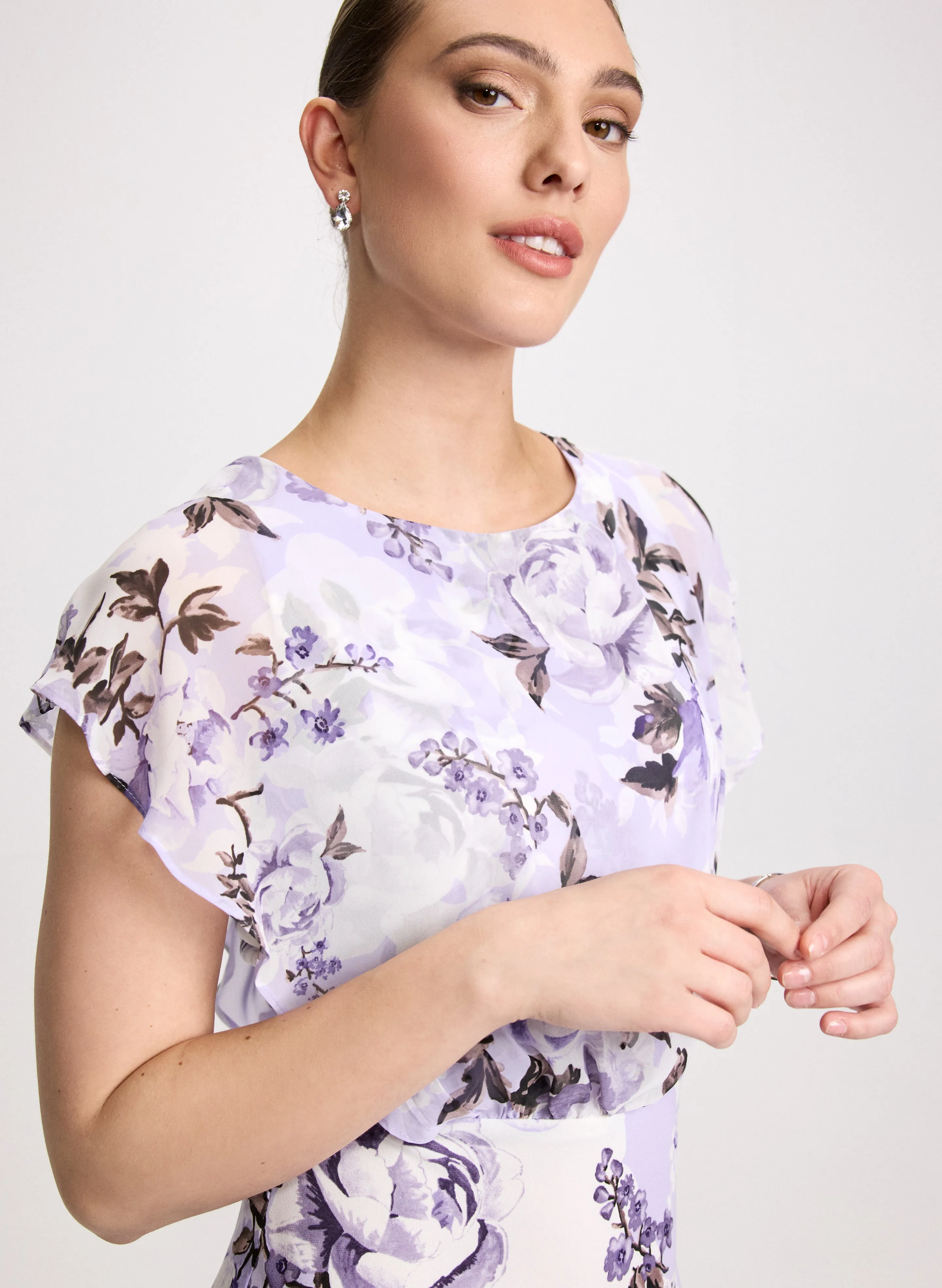 Ruffled Floral Midi Dress sold by Laura product image thumbnail 5