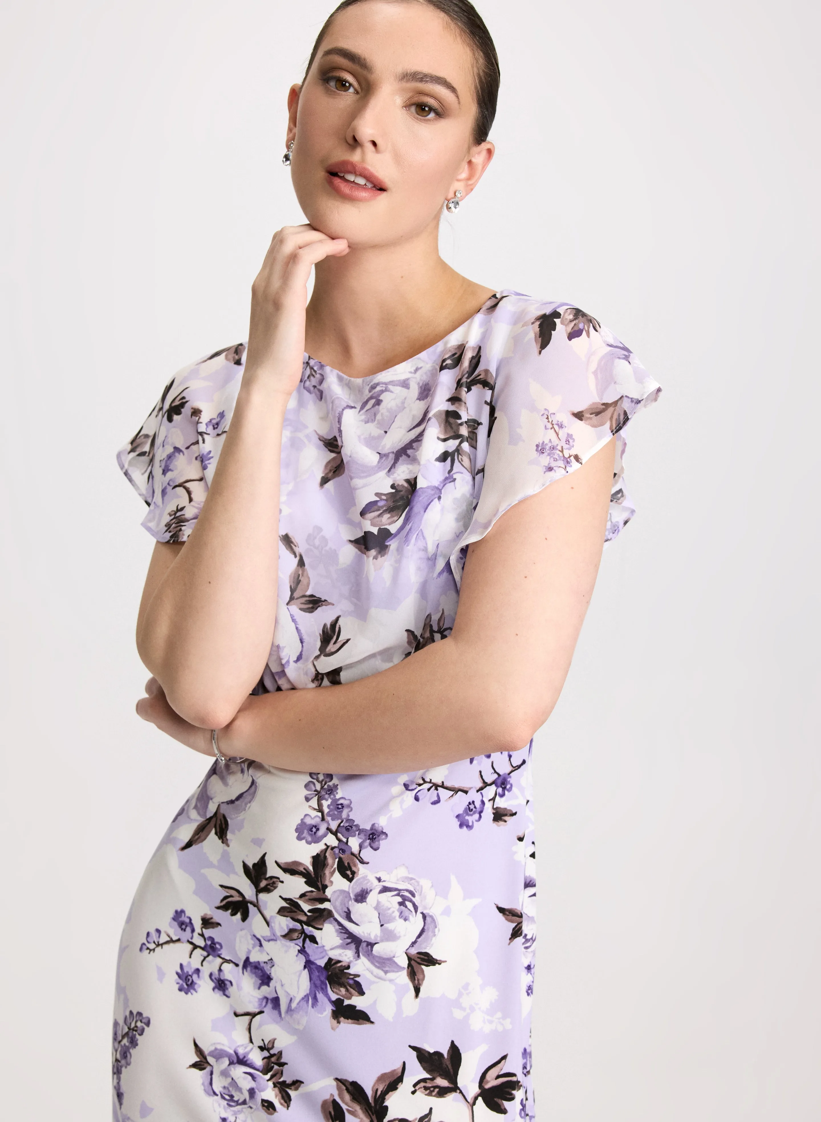 Ruffled Floral Midi Dress sold by Laura product image thumbnail 4