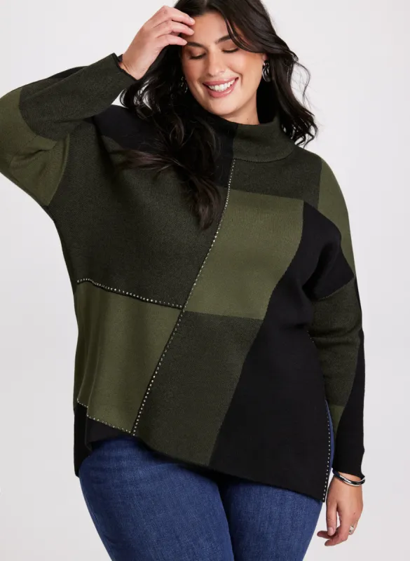 Joseph Ribkoff - Mock Neck Colour Block Sweater sold by Laura