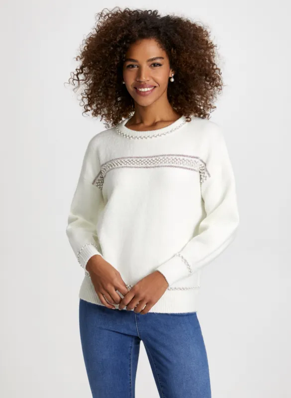 Pearl & Glitter Stripe Sweater sold by Laura