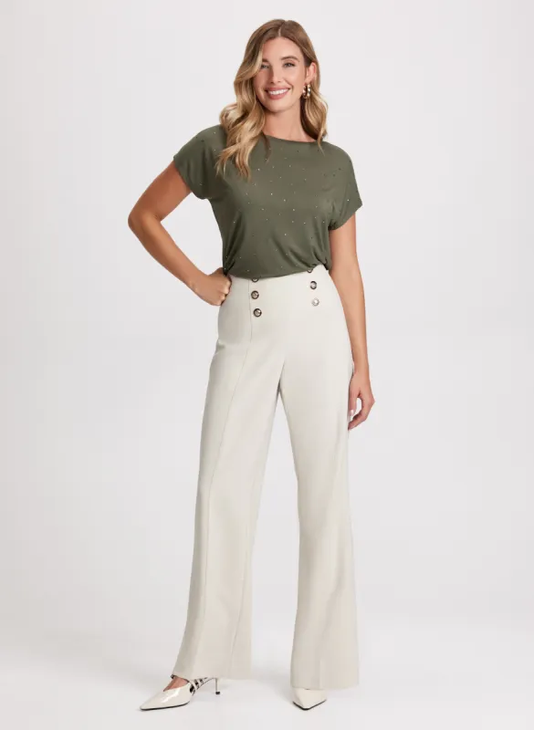 Rhinestone Detail T-Shirt & Wide Leg Pants sold by Laura
