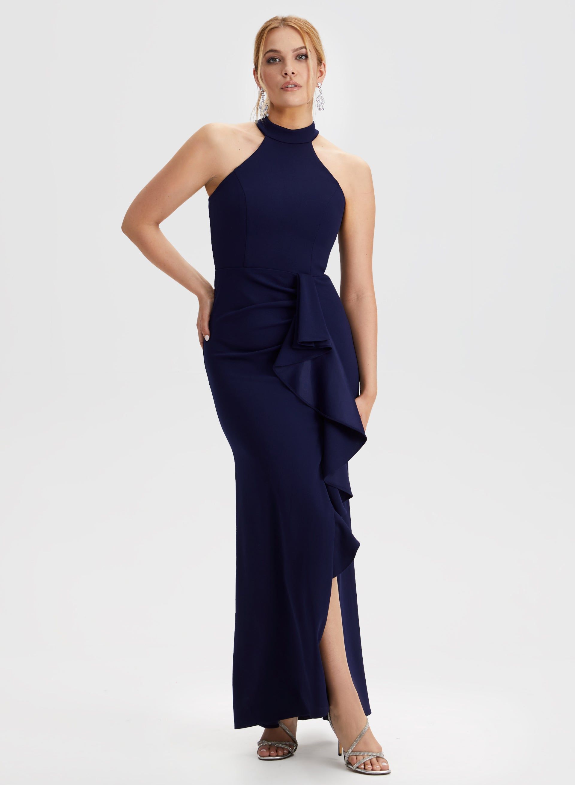 Side Flounce Halter Neck Dress sold by Laura