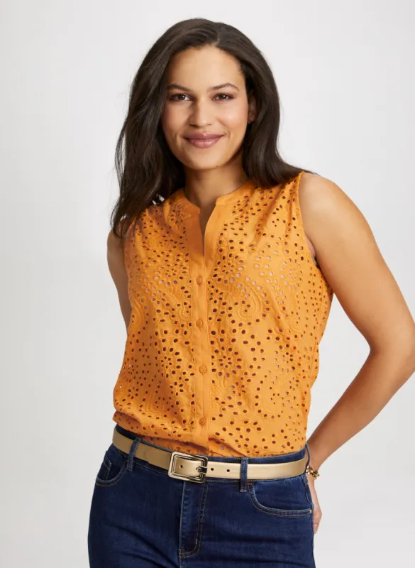 Sleeveless Eyelet Blouse sold by Laura