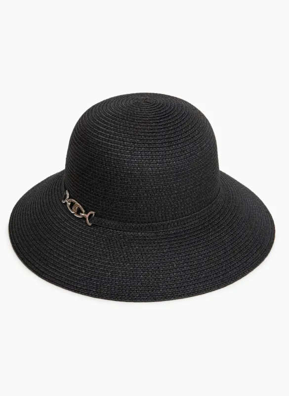 Chain Detail Straw Cloche Hat sold by Laura