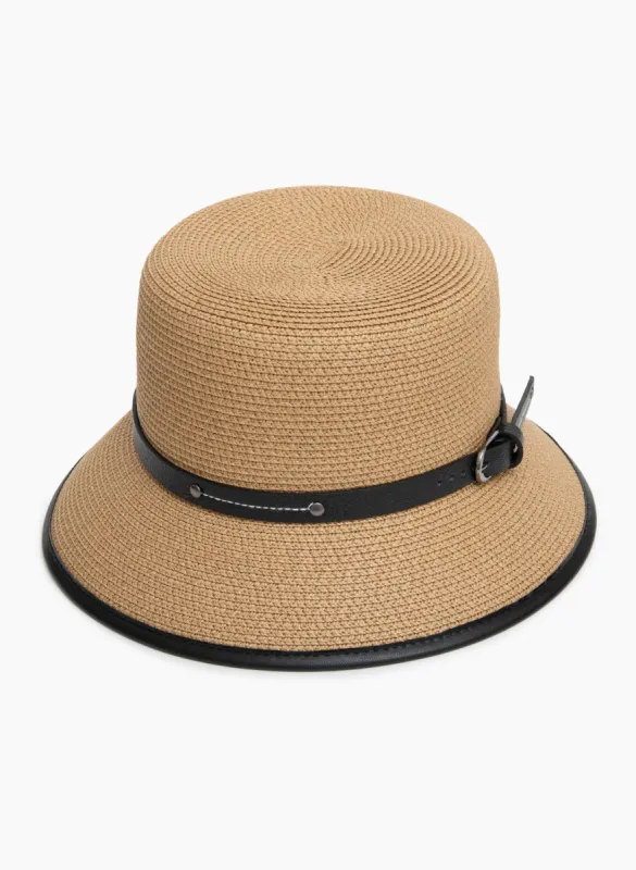 Buckle Detail Bucket Straw Hat sold by Laura