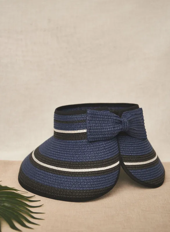 Striped Bow Detail Visor sold by Laura