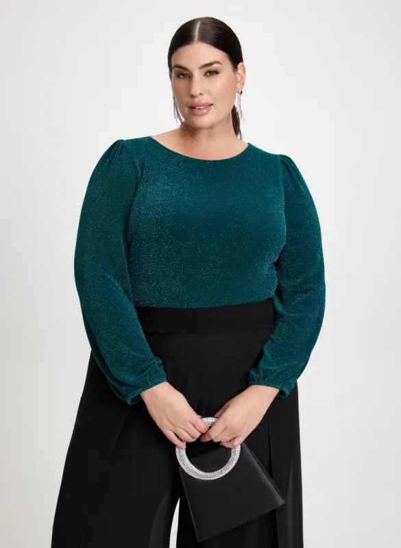 Glitter Bouffant Sleeve Top sold by Laura