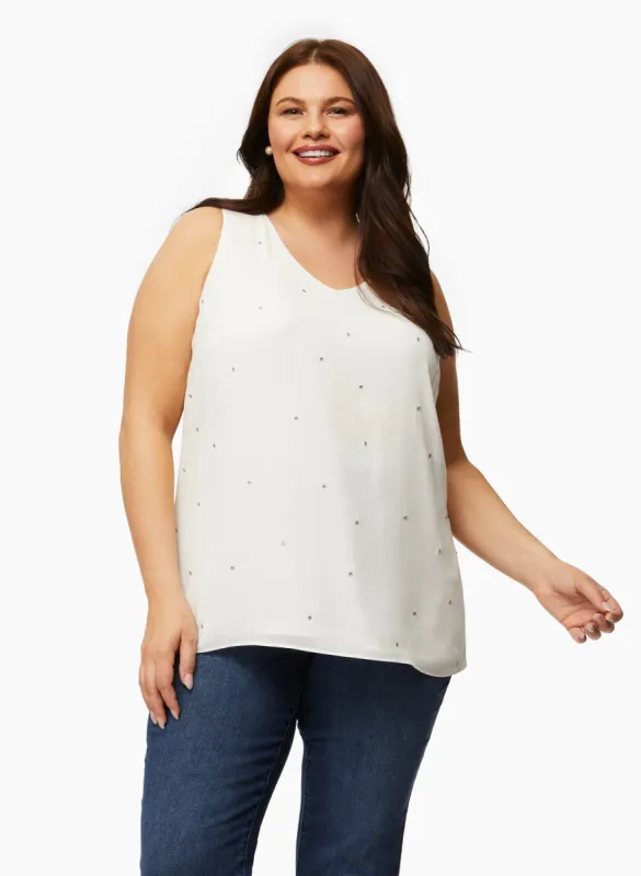 Rhinestone Detail Sleeveless Top sold by Laura