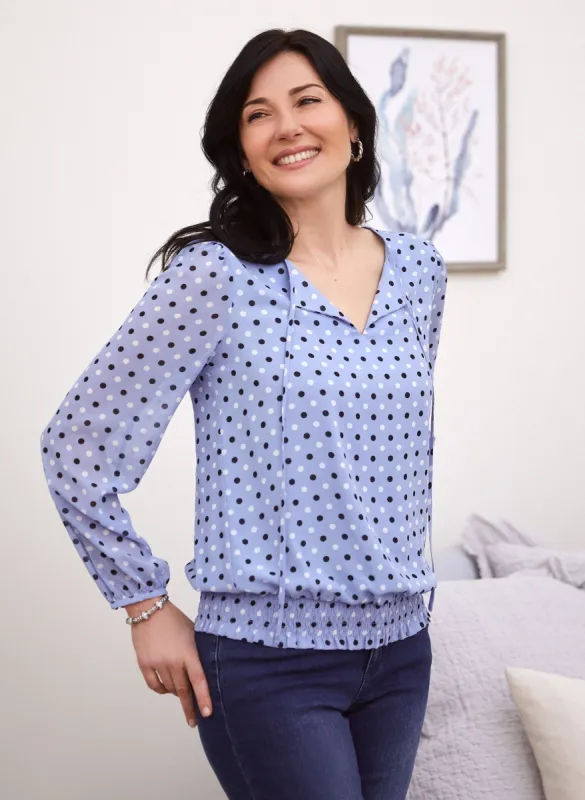 Dot Print Chiffon Blouse sold by Laura