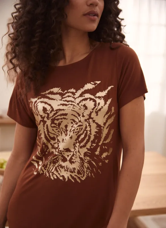 Boat Neck Animal Motif Top sold by Laura