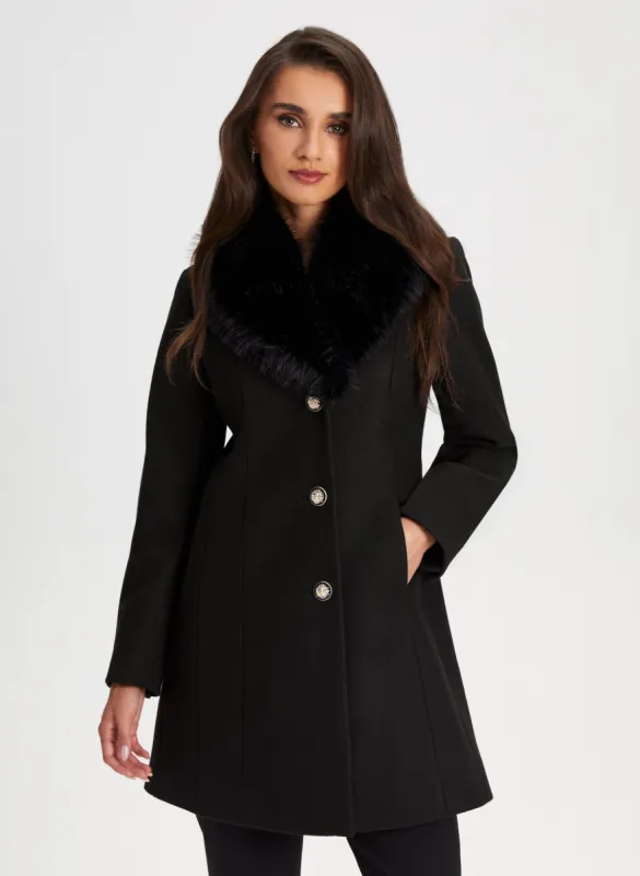 Button Front Wool Blend Coat sold by Laura