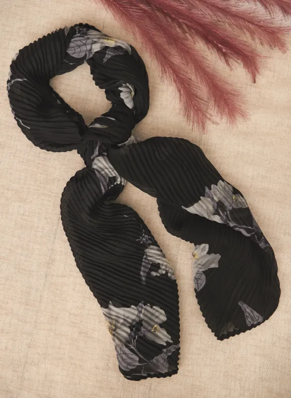 Pleated Floral Print Scarf sold by Laura