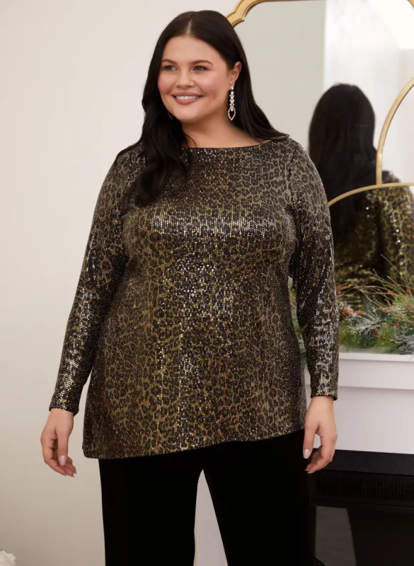 Animal Print Sequin Top sold by Laura