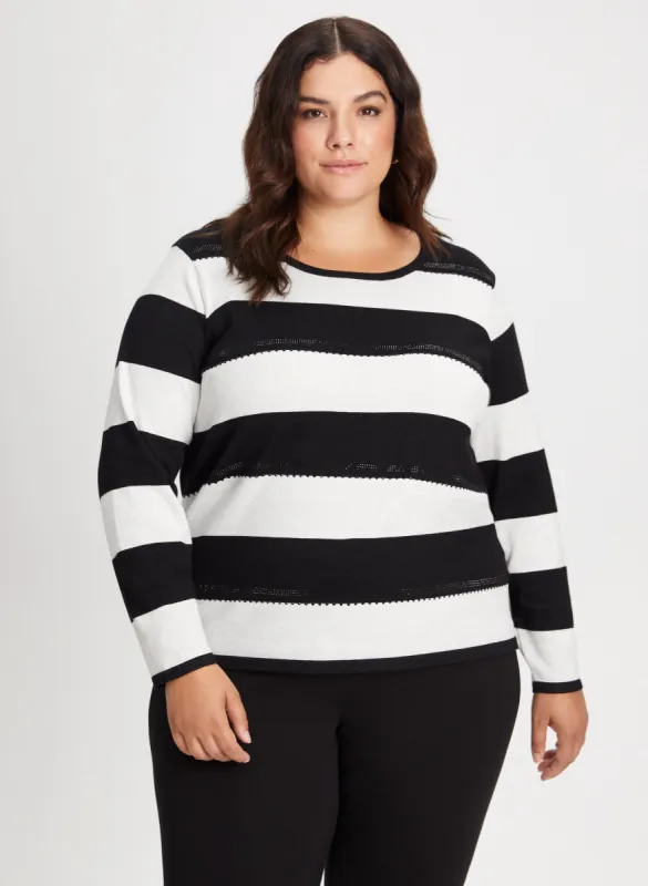 Rhinestone Detail Striped Sweater sold by Laura