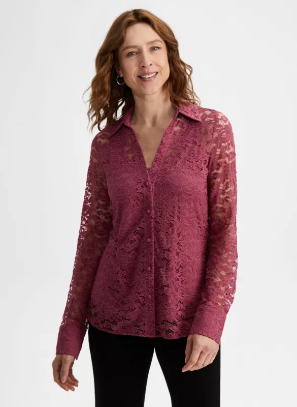 Lace Button-Down Blouse sold by Laura