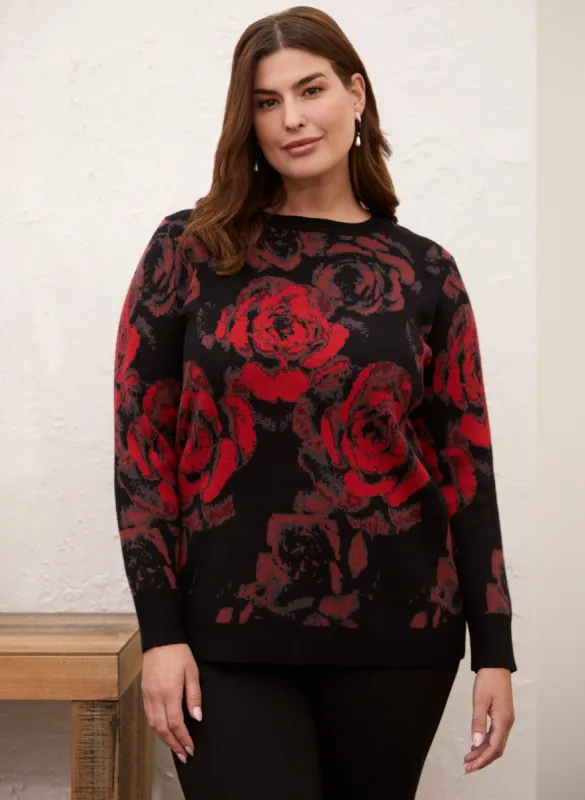 Rose Print Crewneck Sweater sold by Laura